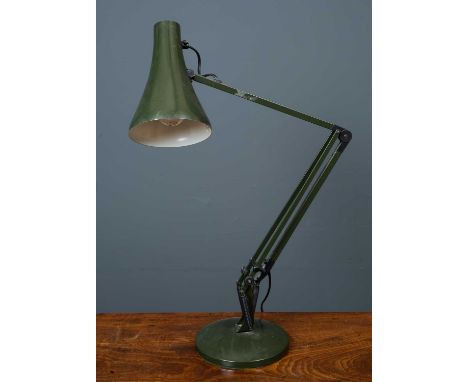 A green painted adjustable anglepoise style lamp, 81cm in lengthCondition report: In good condition, minor marks and small pa