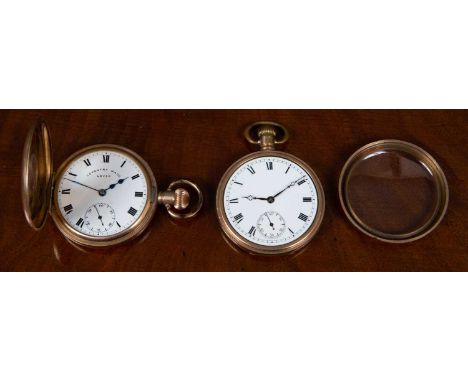 A 1920's Coventry made lever half Hunter pocket watch, the enamel dial marked with roman numerals, with subsidiary second dia