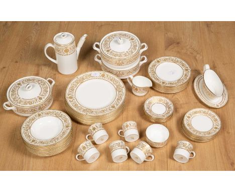 Royal Worcester Hyde Park 1966 Dinner Service, to include tureens, dinner plates, cups, saucers, gravy boat and further items