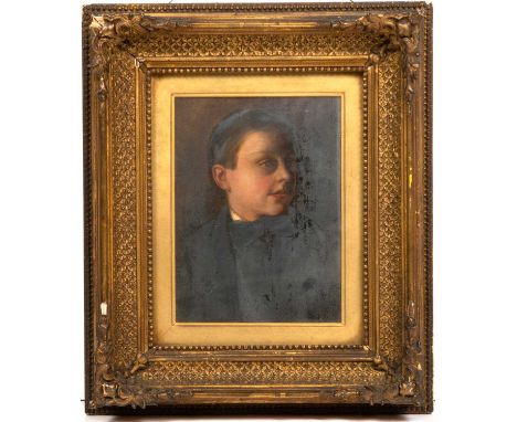 Jan Rolfe A portrait of a young boy, label to the back 'J Winsbury 1866', oil on canvas, framed and glazed, 13cm x 19cm, 31cm