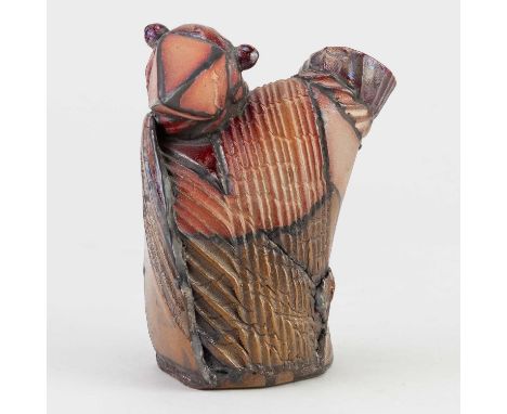 † PETERIS MARTINSONS (1931-2013); a small earthenware sculpture of a bird covered in a metallic sheen, incised PM mark dated 