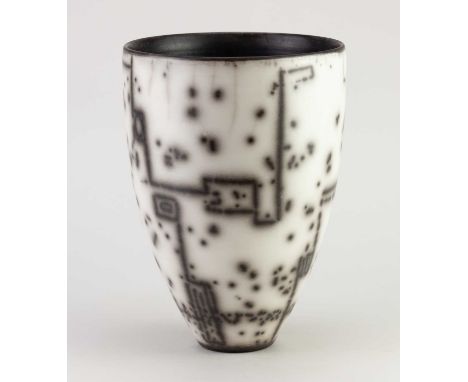 † TIM ANDREWS (born 1960); a deep raku vase, impressed TA mark dated 2006, height 24.5cm.Condition Report: Light scratches, o