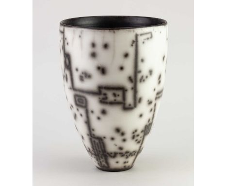 † TIM ANDREWS (born 1960); a deep raku vase, impressed TA mark dated 2006, height 24.5cm.Condition Report: Light scratches, o