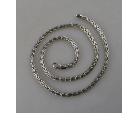 A white metal rope style chain, stamped 750, approx 17.9g