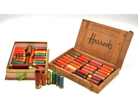 An interesting collection of 66 vintage paper-cased shotgun cartridges - various sizes from 4-bore to A-1/2, but mostly 12-bo