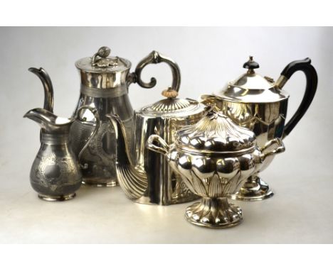 A German two-handled pot and cover of organic form, with rose finial, on stemmed base with foliate chased decoration, .800 gr