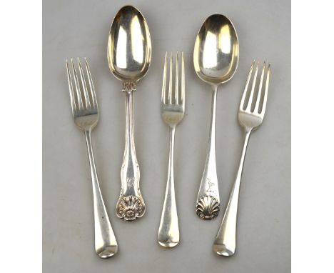 An early Victorian silver modified thread and shell table spoon, William Eaton, London 1836, to/w another table spoon with sh