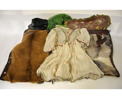 Two pairs of deerskin and leather riding chaps and a collection of vintage children's vintage fancy dress including; Indian, 