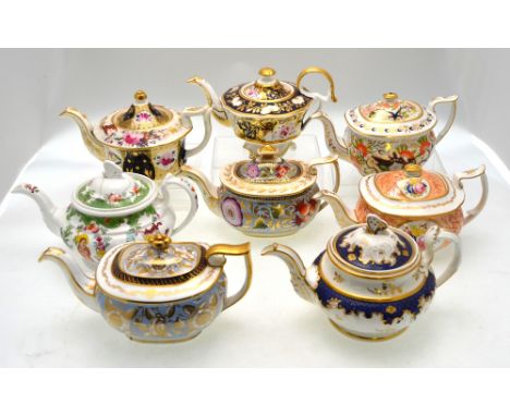 Eight 19th century teapots including Alcock, Hicks & Meigh, Newhall, Chamberlain Worcester, Ridgway and Minton (8) Condition 