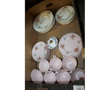 A TRAY OF MINTON CHINA TO INCLUDE A ROSETTA PART TEA SERVICE