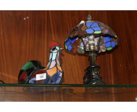 A COCKREL MULTICOLOURED LIGHT, TOGETHER WITH A SIMILAR LAMP