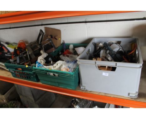 THREE BOXES OF ASSORTED TOOLS, POWER TOOLS ETC