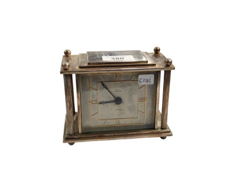 ART DECO &amp; SILVER PLATED CLOCK GOOD WORKING ORDER &amp; KEY BULL BEDFORD MAKER 