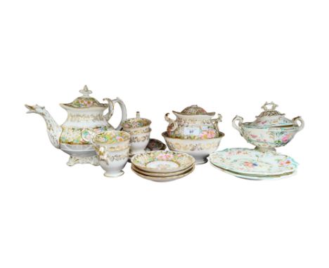 SHELF LOT ANTIQUE HAND PAINTED PORCELAIN 