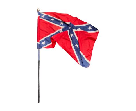 LARGE VINTAGE AMERICAN CONFEDERATE FLAG ON POLE 