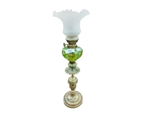 VICTORIAN GREEN PEG LAMP &amp; SHADE 