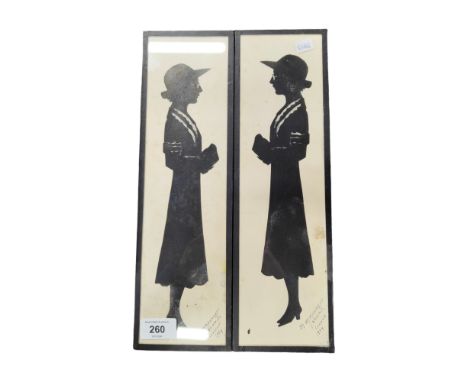 PAIR OF ART DECO SILOHETTES - MARGARET NEWELL SIGNED 