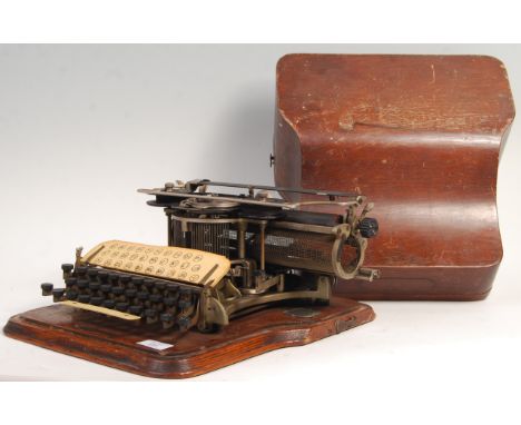 Hammond Typewriter Co - No. 12 - A rare early 20th Century US British Branch antique vintage industrial oak cased typewriter 