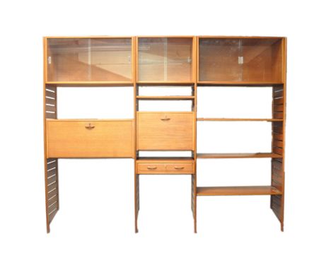 Robert Heal - Staples - Ladderax - An original retro vintage 1970's 20th century teak wood modular wall unit comprising of th