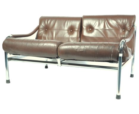 Tim Bates - Pieff - Kadia - A 1960's / 1970's retro vintage two seat sofa settee comprising of a chromed tubular construction