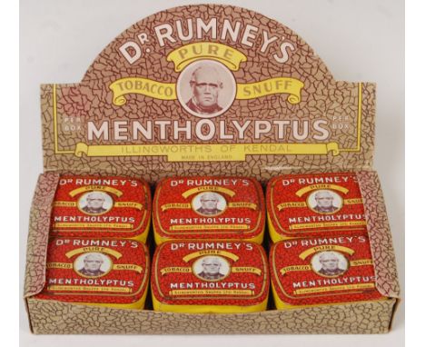 Dr Rumney's Mentolyptus -&nbsp; Pure Tobacco Snuff - A rare vintage shop advertising counter-top display box of snuff. Featur