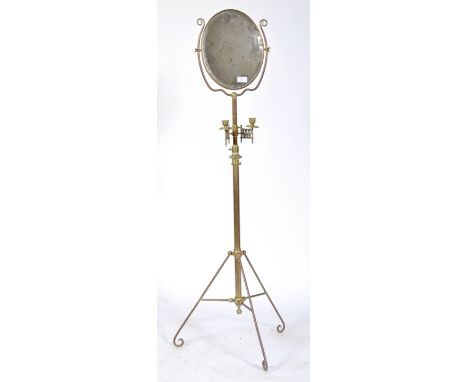 A stunning rare and unusual 19th / 20th Century antique vintage shaving stand of brass construction having an oval adjustable