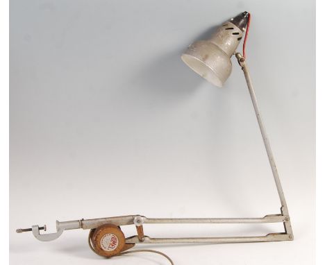 Admel - Fingalite - An original 1940's retro vintage industrial factory work lamp having a shaped conical shade with lozenge 