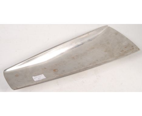 Gense - A 20th Century Swedish retro vintage stainless steel serving tray of oblong conical shape. Tapering form with flared 