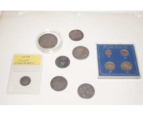 Collection of Royal Maundy Money 1D, 2D, 3D, and 4D Dated 1838, 1856, 1843, and 1843. To include 1897 cartwheel penny, 1898 h