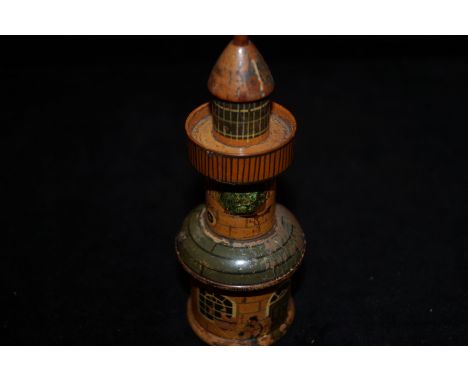 An unusual early treen inkwell with pepper shaker blotter. This item sold in last months auction but we had a "non payer" Thi