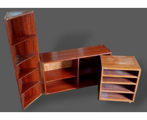 Poul Hundevad, a Danish wall shelf together with a similar corner shelf and a small cabinet 