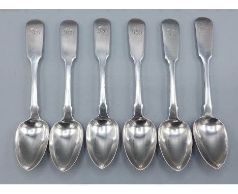 A set of six Victorian silver fiddle pattern teaspoons Exeter 1837, marker Isaac Parkin, 5ozs 