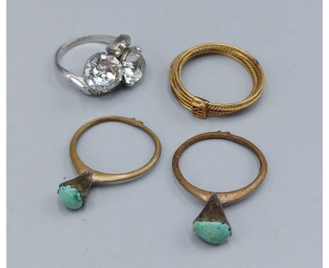 A Sterling Silver dress ring by McGrath-Harmin set with paste stones, together with a pair of stone set ring and another ring