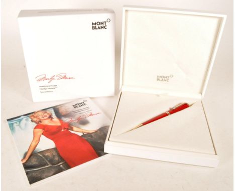 Mont Blanc Muses Collection Marilyn Monroe special edition ballpoint pen in red. The design of the Muses Marilyn Monroe was i