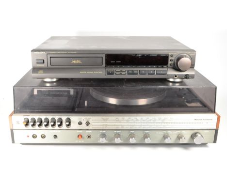 Late 20th century turntable record player and compact disc player. Comprised of a Technics model SL-PG560A compact disc playe