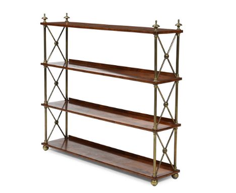 Y A SET OF REGENCY ROSEWOOD AND GILT BRASS MOUNTED HANGING SHELVES CIRCA 1815 82cm high, 92cm wide, 20cm deep   Condition Rep