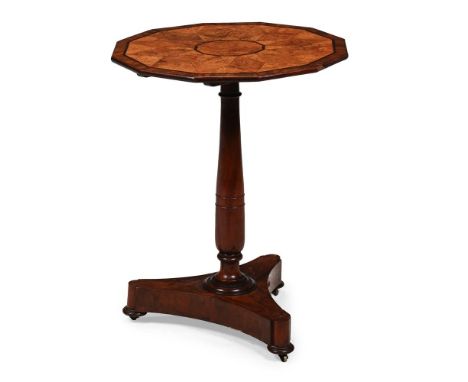 A GEORGE IV MAHOGANY AND BURR ELM DODECAGONAL PARQUETRY OCCASIONAL TABLE CIRCA 1825 70cm high, 55.5cm diameter Provenance: Cr