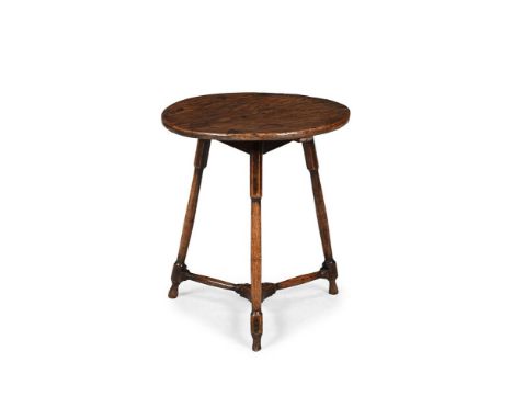 A GEORGE III OAK AND ELM CRICKET TABLE LATE 18TH CENTURY 64cm high, the top 55cm diameter, the base 55cm wide  Condition Repo