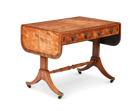 Y  A FINE GEORGE III WEST INDIAN SATINWOOD SOFA TABLE  CIRCA 1790 Crossbanded in burr yew and tulipwood  71.5cm high, 145cm w