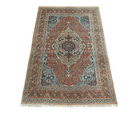 A TABRIZ CARPET  approximately 381 x 245cm    Condition Report:  Carpet with some wear overall resulting in some low pile and