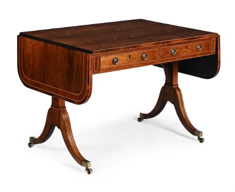 Y  A REGENCY ROSEWOOD AND PARTRIDGE-WOOD BANDED SOFA TABLE ATTRIBUTED TO GILLOWS, CIRCA 1815 The pair of frieze drawers oppos