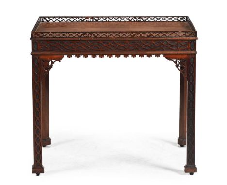 A GEORGE III MAHOGANY SILVER TABLE IN THE MANNER OF THOMAS CHIPPENDALE, CIRCA 1770 Fret-carved throughout with a pierced lami