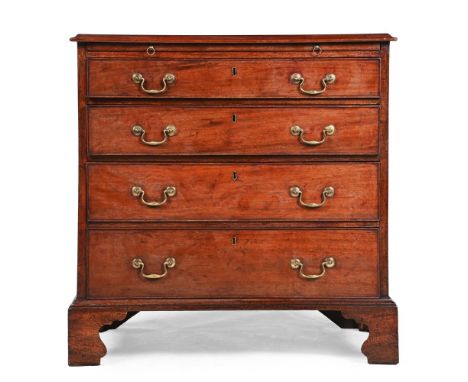A GEORGE III MAHOGANY CHEST OF DRAWERS CIRCA 1780 Incorporating a brushing slide 85cm high, 83cm wide, 49cm deep  Condition R