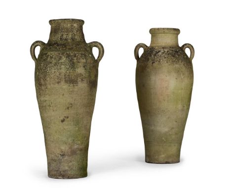 TWO LARGE TERRACOTTA AMPHORA 20TH CENTURY the largest example 89cm high