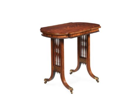 Y A REGENCY ROSEWOOD AND BRASS INLAID OCCASIONAL OR 'END' TABLE CIRCA 1820 With a hidden slide to the frieze 74.5cm high, 77c