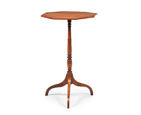 Y  A GEORGE III SATINWOOD AND TULIPWOOD BANDED OCTAGONAL TRIPOD TABLE  CIRCA 1790 66cm high, the top 43cm diameter   Conditio