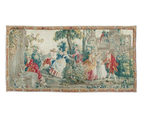 A LOUIS XV AUBUSSON TAPESTRY, 'BLIND MAN'S BUFF'  AFTER JEAN-BAPTISTE OUDRY, CIRCA 1770  From the series "Les Amusements Cham