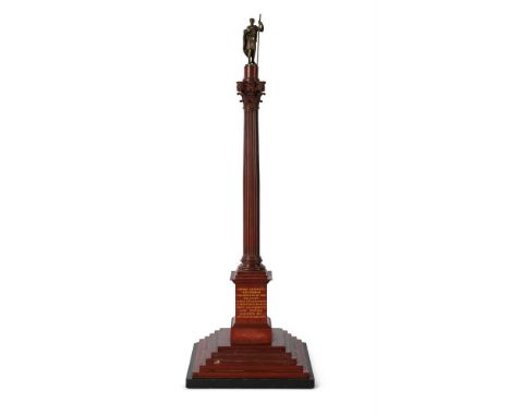 A LARGE ITALIAN GRAND TOUR ROSSO ANTICO MARBLE MODEL OF THE COLUMN OF PHOCAS  19TH CENTURY  The 'Colonna di Foca' with bronze