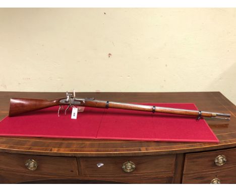 (FAC REQUIRED) .577 CALIBRE ENFIELD PERCUSSION VOLUNTEER PATTERN 1853 THREE-BAND RIFLE, 39INCH SIGHTED BARREL WITH THREE GROO