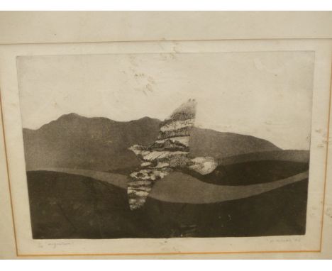 M. MINAS (b. 1942).&nbsp; &nbsp;ARR.&nbsp;&nbsp;MIGRATION, 26 x 34cms TOGETHER WITH ANOTHER PRINT BY THE SAME HAND, 33 x 43cm